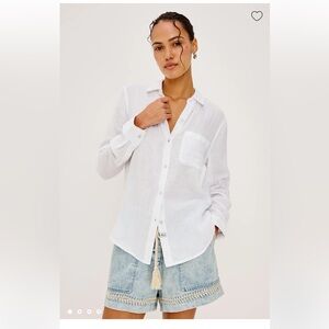 Rails Ellis gauze white organic cotton Button-Up Shirt S